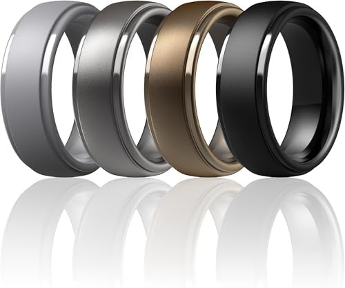 ThunderFit Silicone Men’s Wedding Rings, 10mm Wide 2.5mm Thick Rubber Wedding Bands-Variety Mul... | Amazon (US)