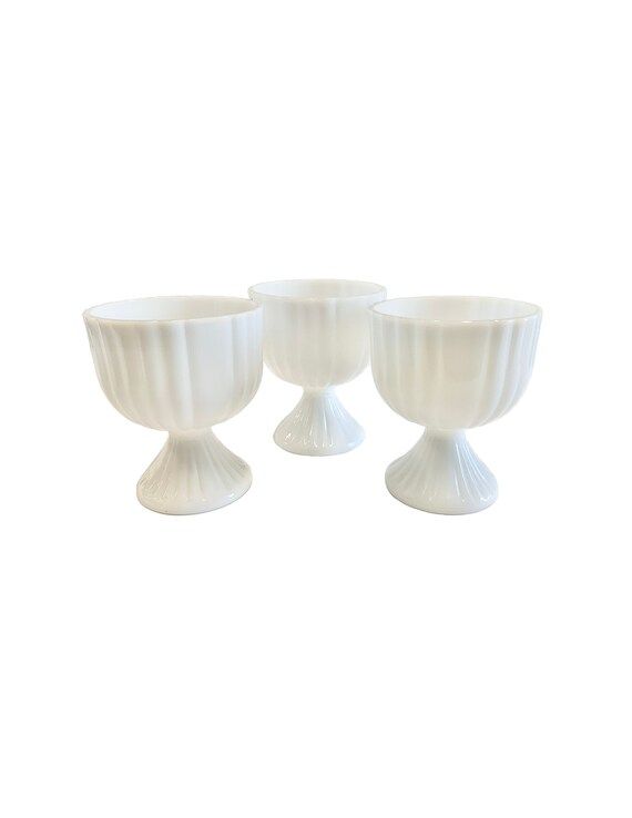 Vintage Mid-century White Milk Glass Vases Compotes Planters | Etsy | Etsy (US)