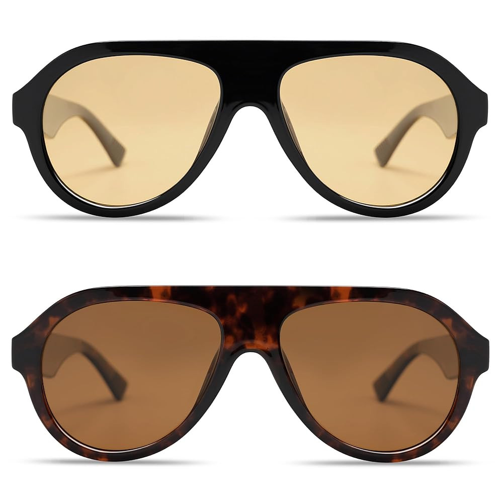 VANLINKER Retro Aviator Polarized Sunglasses for Men Women Trendy 70s Vintage Plastic Frame Sun G... | Amazon (US)