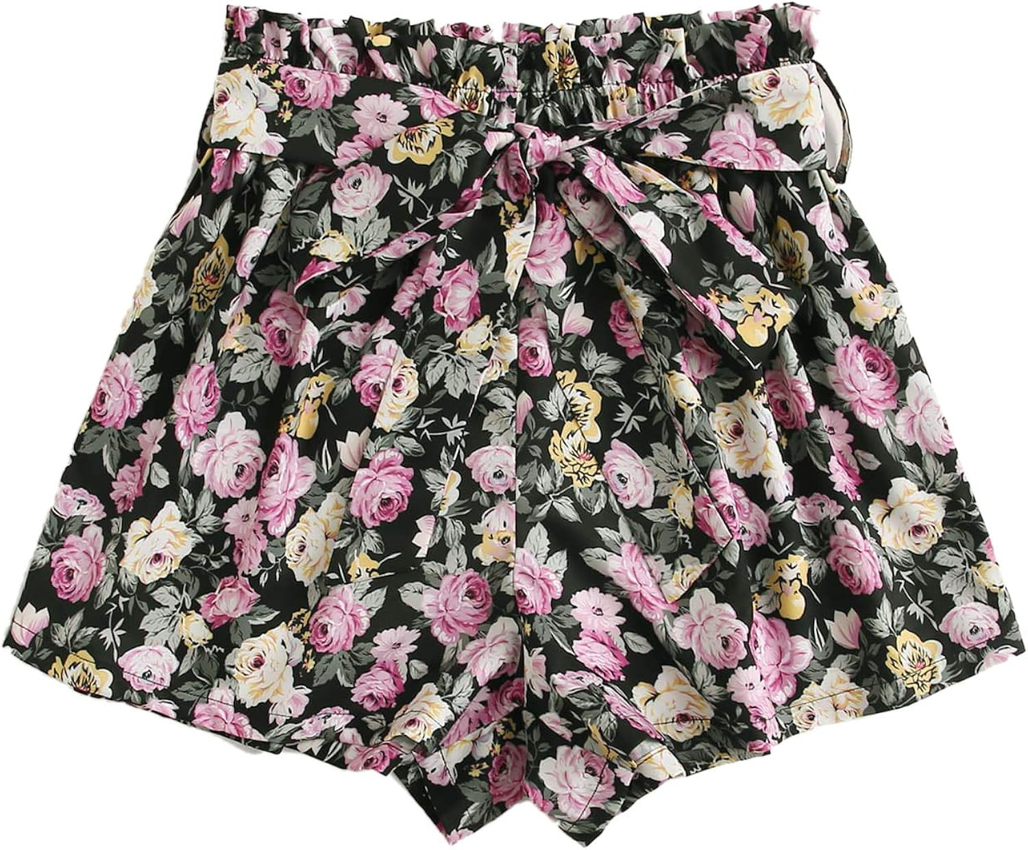 Milumia Women Boho Shorts Elastic Waist Loose Fit Casual Belted Wide Leg Shorts | Amazon (US)