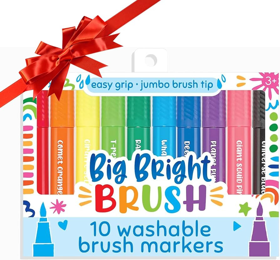 Ooly Thick Washable Toddler Markers with Jumbo Grip, Big Bright Brush Tip Markers for Toddlers wi... | Amazon (US)