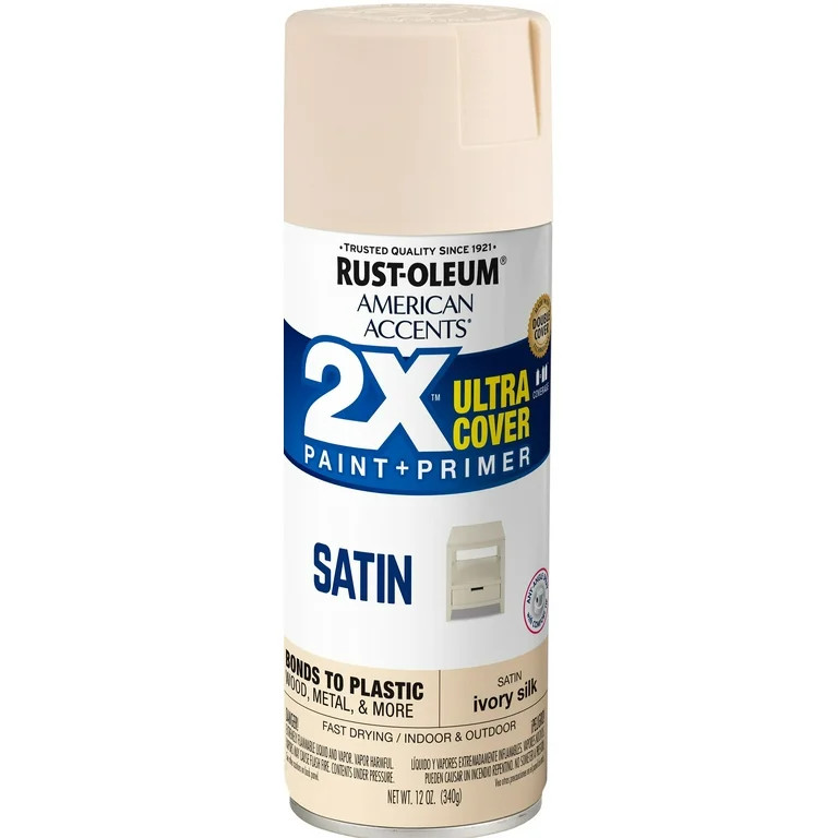 Ivory, Rust-Oleum American Accents 2X Ultra Cover Satin Spray Paint- 12 oz - Walmart.com | Walmart (US)