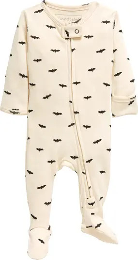 Halloween Bats Fitted One-Piece Organic Cotton Footie Pajamas | Nordstrom
