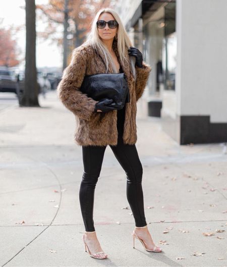 Mob wife aesthetic
Faux fur coat
Leather leggings
Gold sandals
Black clutch
Oversized sunglasses
Winter outfits

#LTKstyletip #LTKshoecrush