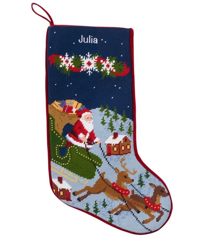 Christmas Needlepoint Stocking, Cotton Reindeer, Cotton Yarns L.L.Bean | L.L. Bean