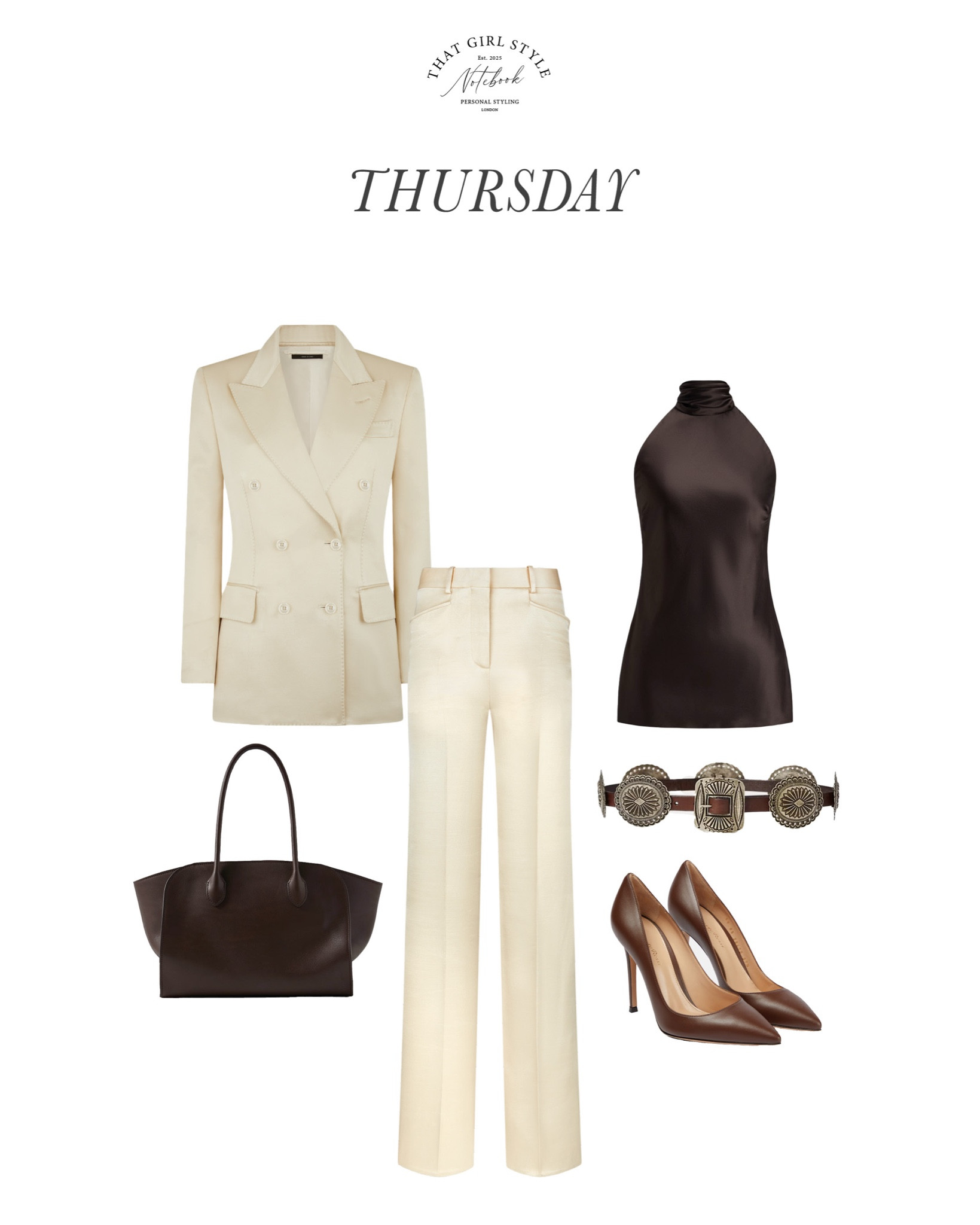 Look 39 | Blazer Tom Ford, Trousers Tom Ford, Top Ralph Lauren, Bag The Row, Belt Ralph Lauren, Heels Gianvito Rossi

#LTKluxury #LTKstyletip #LTKautumn