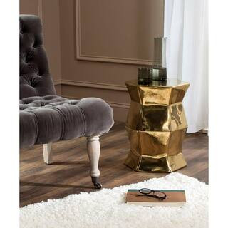 SAFAVIEH Modern Hexagon Plated Gold Ceramic Garden Stool ACS4542F - The Home Depot | The Home Depot