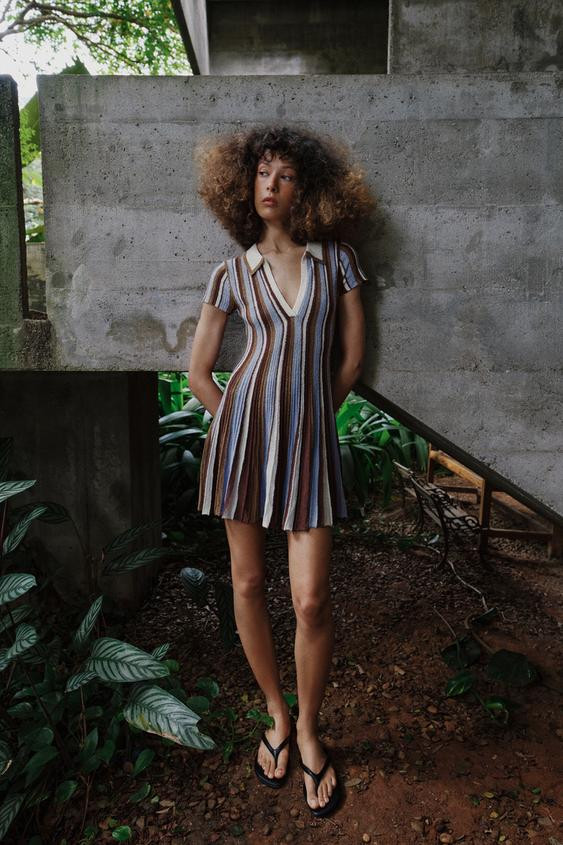 STRIPED POLO NECK DRESS | Zara US