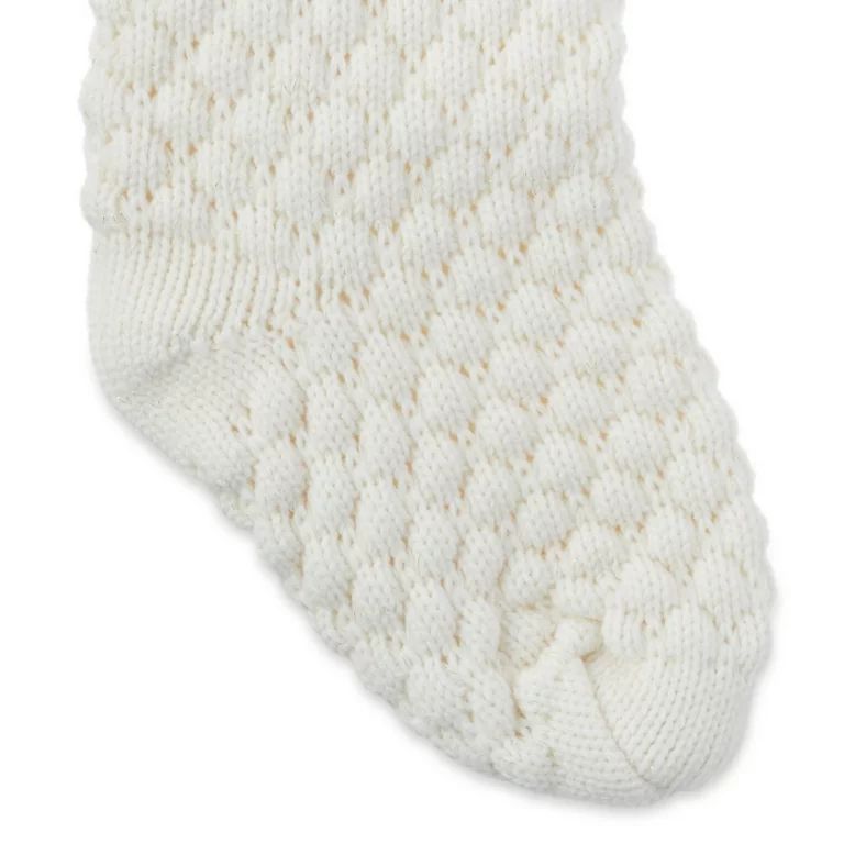 Holiday Time 20inch Ivory Cable Knit Christmas Stocking - Walmart.com | Walmart (US)