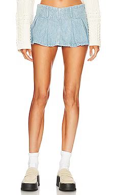 Free People Denim Pleated Micro Mini in Canyon Blue from Revolve.com | Revolve Clothing (Global)