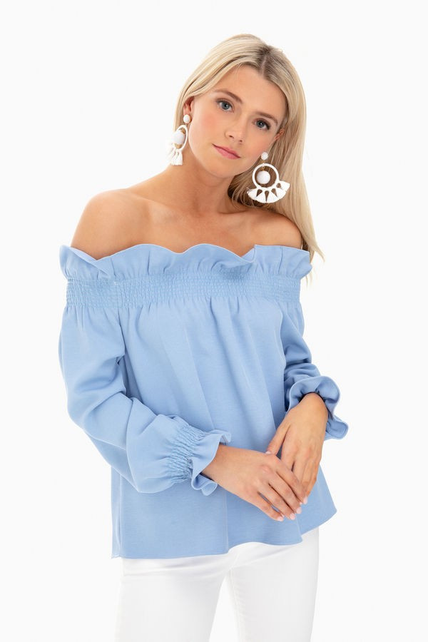Sky Blue Off the Shoulder Marguerite Blouse | Tuckernuck