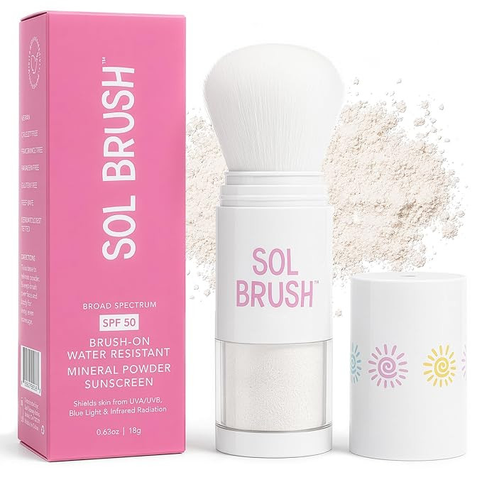 SPF 50 Mineral Sunscreen Powder, Broad Spectrum UVA/UVB Protection Sunscreen, Mess Free Brush On ... | Amazon (US)