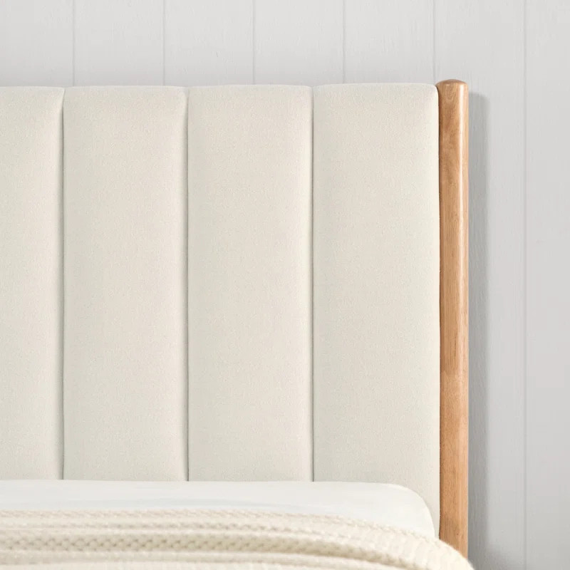 Rezana Solid Wood Boucle Upholstered Headboard Bed Frame | Wayfair North America