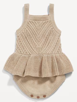 Sleeveless Sweater-Knit Peplum One-Piece Romper for Baby | Old Navy (US)