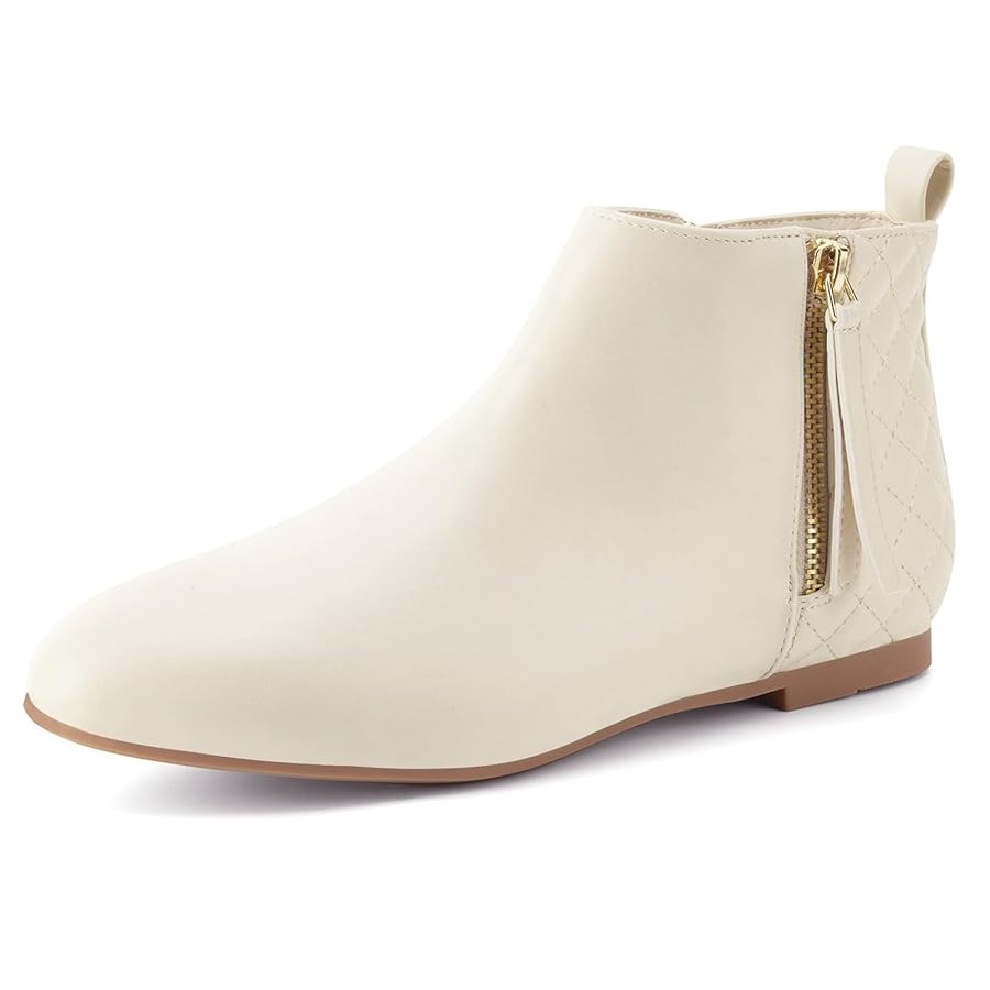 MaxMuxun Women's Ankle Boots Flat Low Heel Zipper/Chelsea Booties Winter Fall Fashion Boots | Amazon (US)