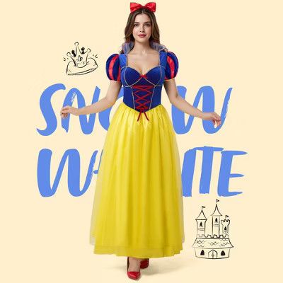 Joyfy Women Snow Princess Dress, Adult Halloween Costume with Headwear for Dress Up Cosplay Party Decor, S | Target