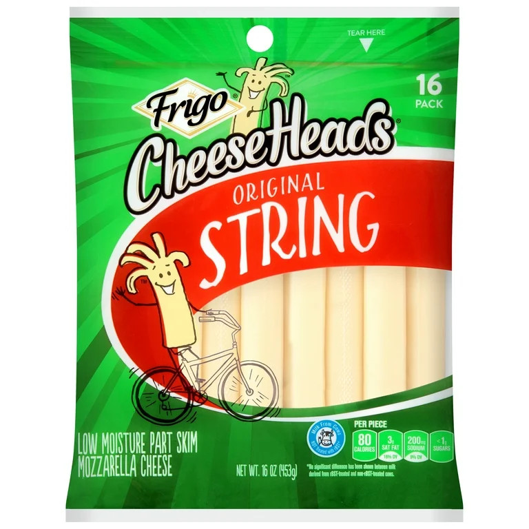 Frigo® Cheese Heads® Original Mozzarella String Cheese Snacks, 16 oz, 16 Count | Walmart (US)
