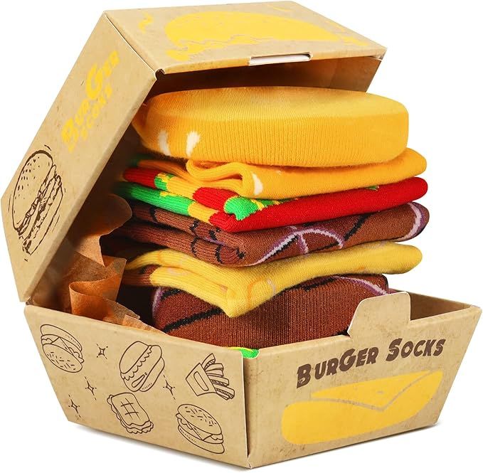 Amazon.com: Funny Food Burger Socks Box - Novelty Funny Food Socks Birthday Gag Chirstmas Gifts f... | Amazon (US)
