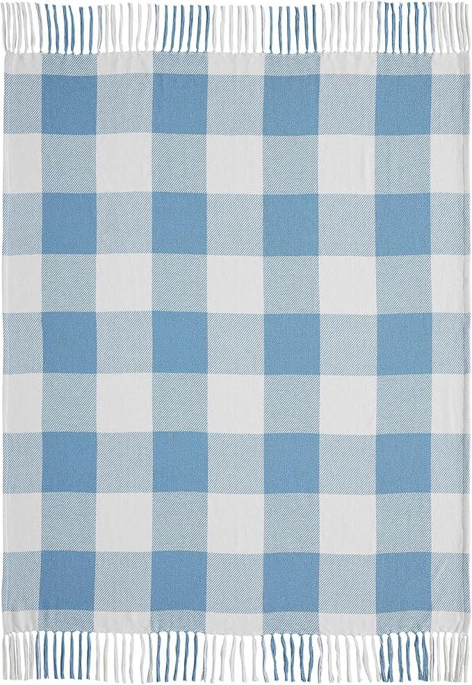 VHC Brands Annie Buffalo Check Farmhouse Country Rustic Woven Throw Blanket for Bedroom Living Ro... | Amazon (US)