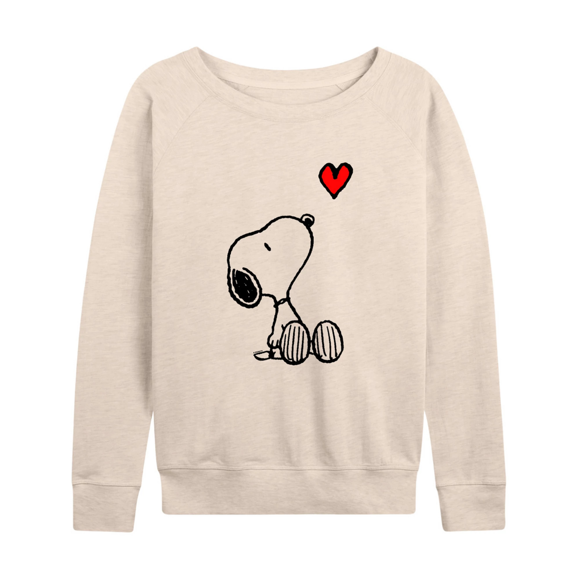 Women's Peanuts Valentine's Snoopy Heart French Terry Long Sleeve Tee | Kohl's