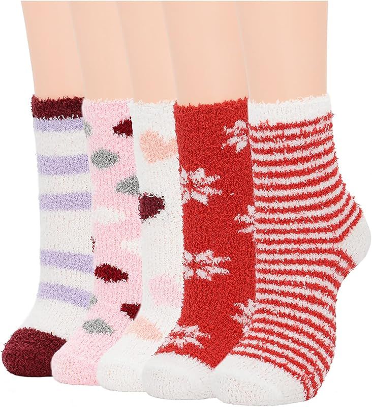 Century Star Womens Fuzzy Fluffy Cozy Warm Super Soft Slipper Socks Microfiber 3-8 Pairs Home Socks  | Amazon (US)