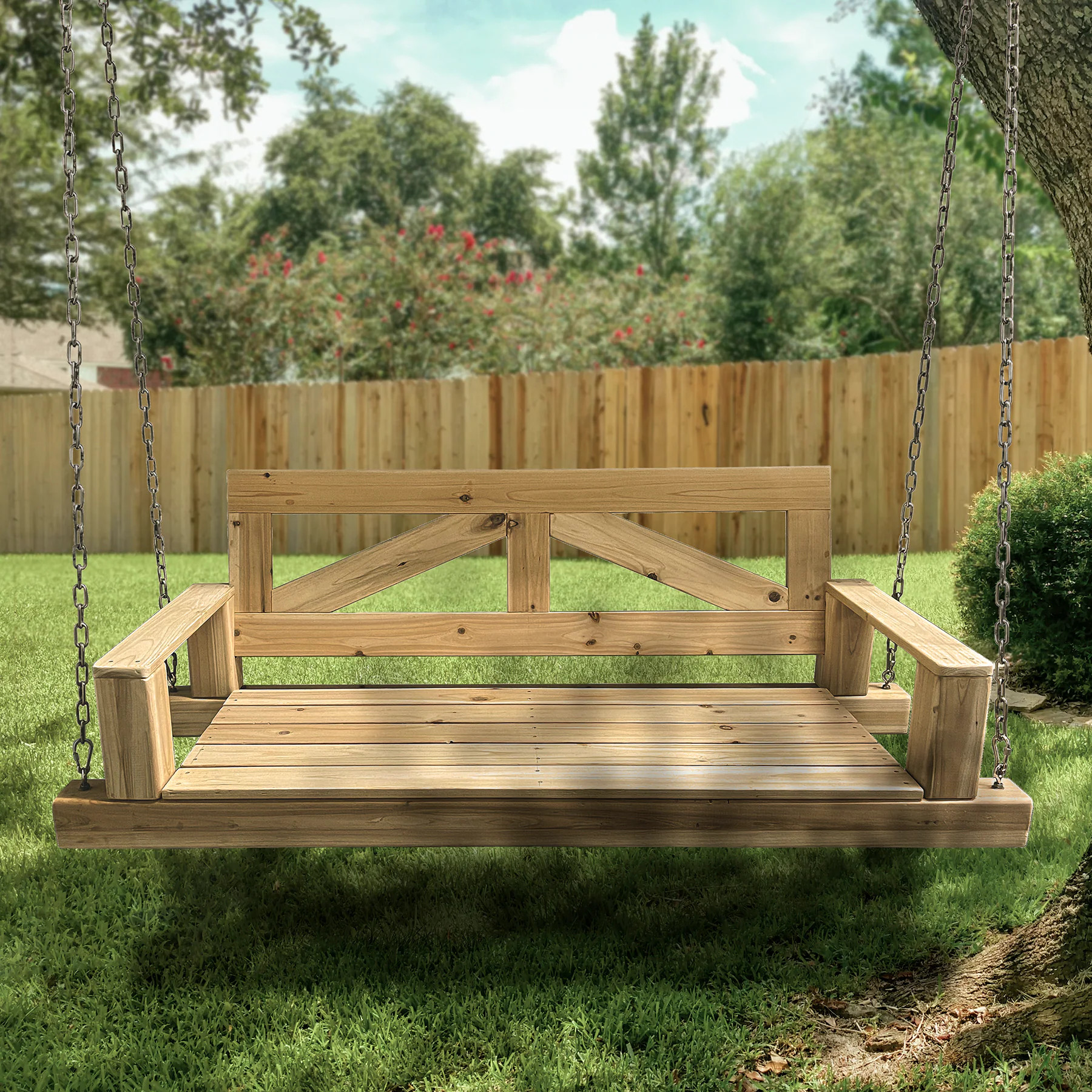 allen + roth Barndoor 2 -person Wood Wood Outdoor Swing | Lowe's