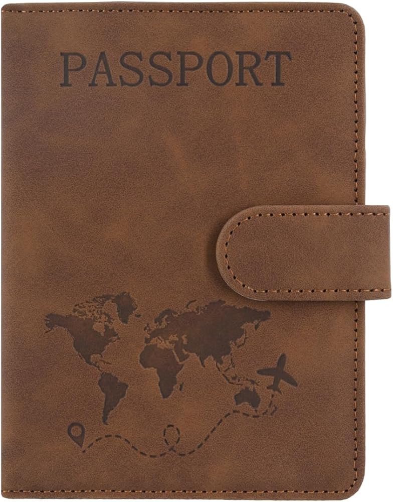 Passport Holder Cover Wallet RFID Blocking Leather Card Case Travel Accessories for Women Men, Br... | Amazon (US)