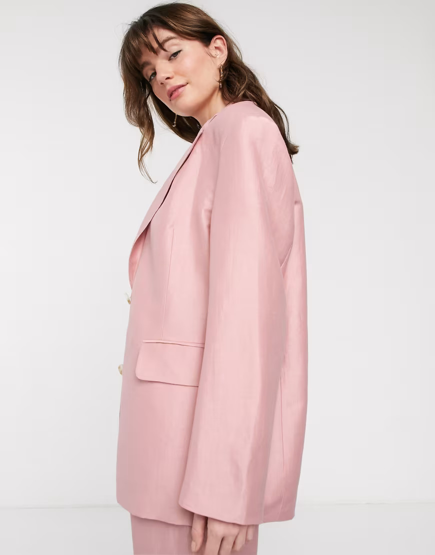& Other Stories linen oversized blazer in light pink | ASOS (Global)