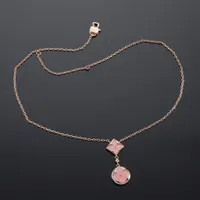 Lucky Four Leaf Clover diamond pointed flower round cake necklaces womens versatile double flower... | DHGate