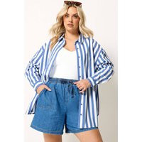 Yours Women's Stripe Linen Long Sleeve Shirt in Blue | Size: 20 | Debenhams UK