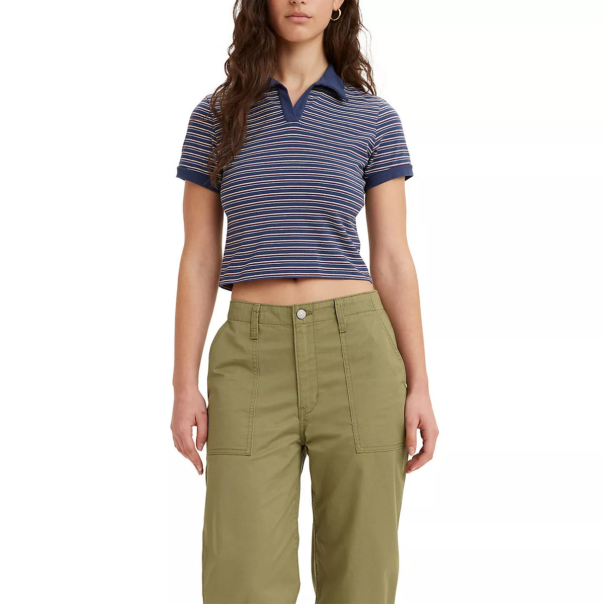 Women's Levi's® Bonnie Cropped Striped Polo Top | Kohl's