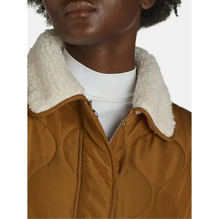 Jason Maxwell Women's and Women’s Plus Quilted Jacket with Faux Shearling, Sizes S-3X | Walmart (US)