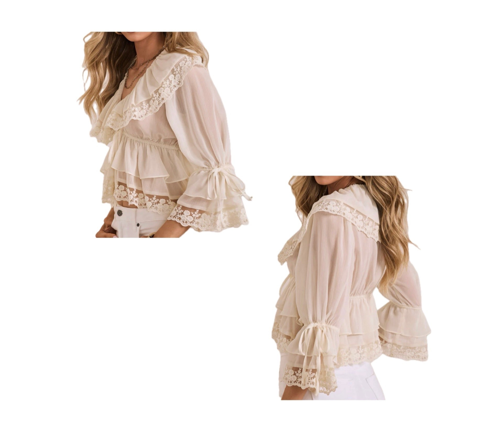 Lace trim blouse on sale for $48!

#LTKmorningroutine #LTKWorkwear #LTKWedding