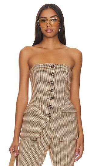 Phoebe Bustier in Toffee Houndstooth | Revolve Clothing (Global)