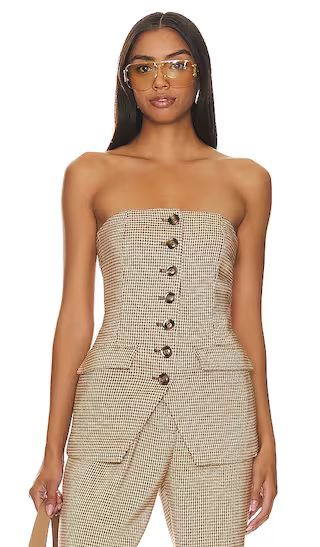 Phoebe Bustier in Toffee Houndstooth | Revolve Clothing (Global)