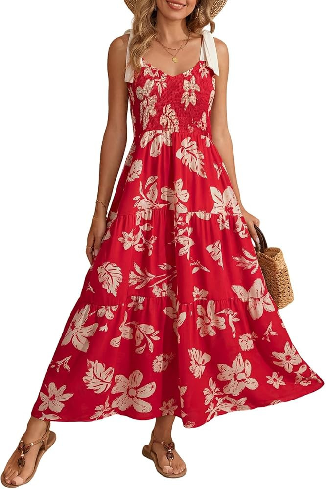 Dokotoo Women's Summer Casual Floral Maxi Dress 2026 Beach Long Sundress | Amazon (US)