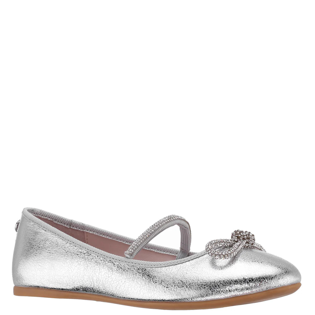 Girls Kendalla Silver Crackle Metallic Ballet Flats | Nina Shoes | Nina Shoes