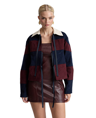 Women's Striped Rugby Front Tie Jacket | Macy's