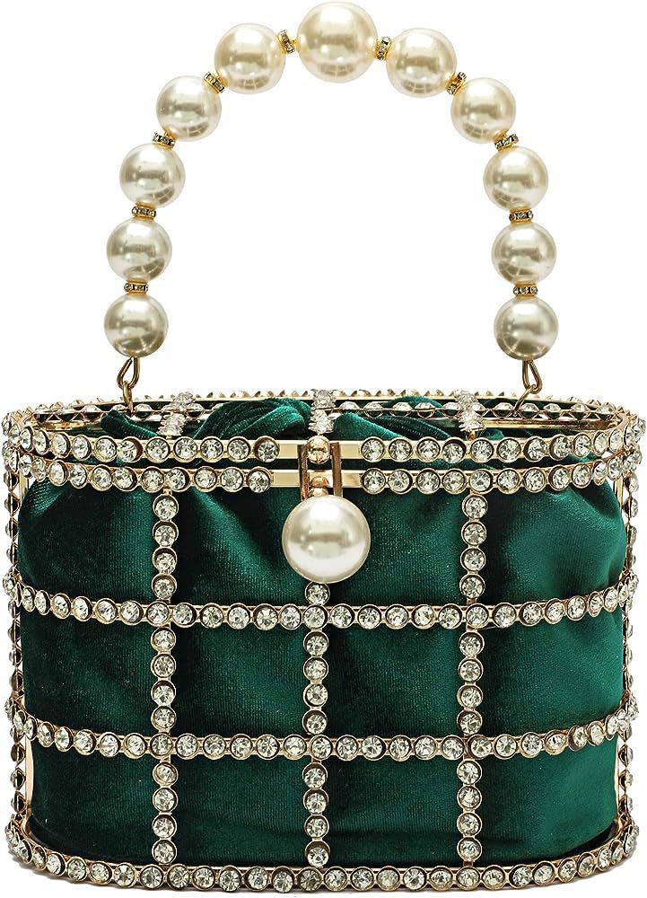 Evening Handbag Women Clutch Purses with Pearl Diamonds for Wedding Prom Birthday Party Dinner Ac... | Amazon (US)