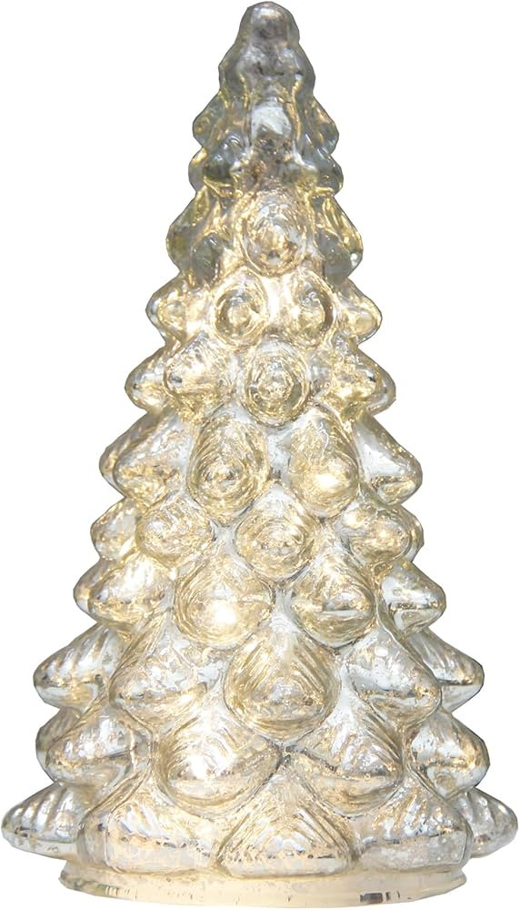 Mercury Glass Christmas Tree with Timer, with Fairy Lights, Lighted Glass Tabletop Christmas Tree... | Amazon (US)
