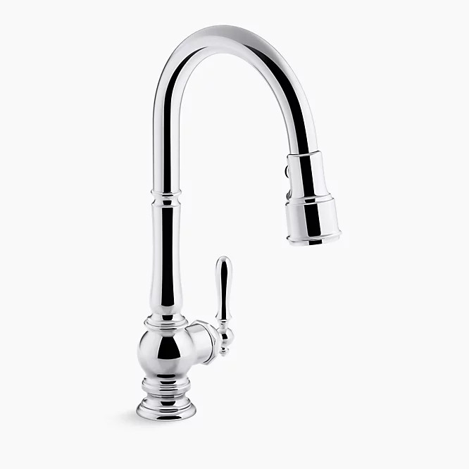 Pull-down kitchen sink faucet with three-function sprayhead | Kohler