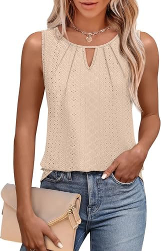 WIHOLL Womens Tank Tops Loose Fit Casual Sleeveless Tops Keyhole Neck Trendy Summer Tops Flowy Cl... | Amazon (US)