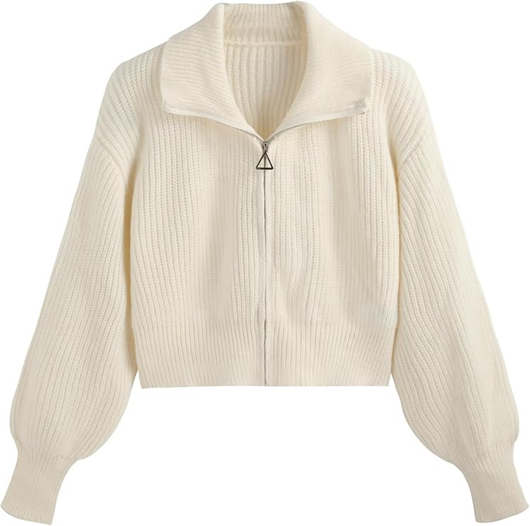 CIDER Solid Knit Polo Zipper Cardigan Curve & Plus | Amazon (US)