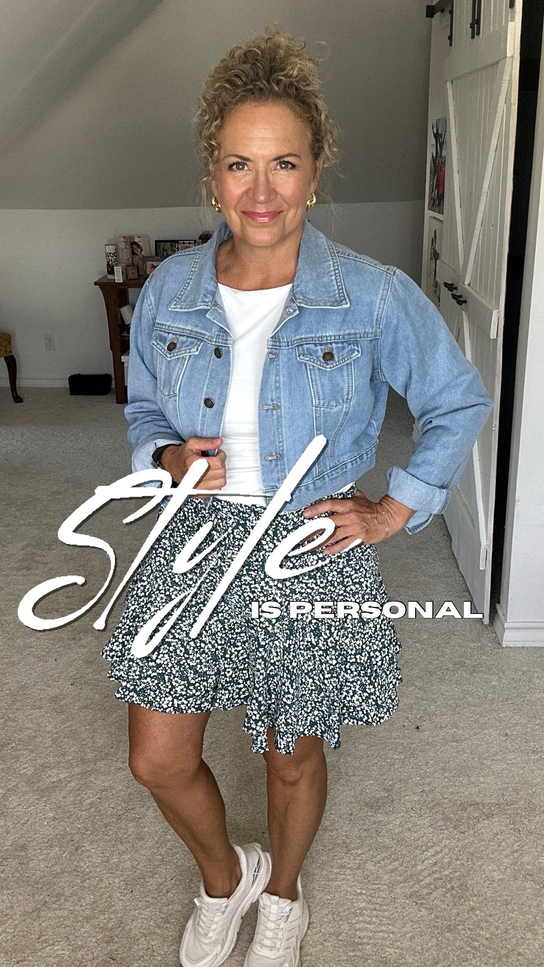 This one might raise a few eyebrows—
because yes, it does look like something you’d see on a 20-something.

But here’s the thing:
I’m 60. I love it. I feel good in it.
And that’s the only “age-appropriate” rule I care about.

The skirt? Actually shorts (and they’re flowy, comfy, and fully lined).
The jacket? Cropped denim classic.
The top? Lightweight with a flattering neckline.

Wearing a large here, but I could easily do a medium.

✨ Comment SHOP for links to all of it.

#AgelessStyle #ConfidenceAtEveryAge #WomenOver50 #JustGetUpAndTry #OutfitOver50 #Over60Style #GrannyBeast #FashionAfter50