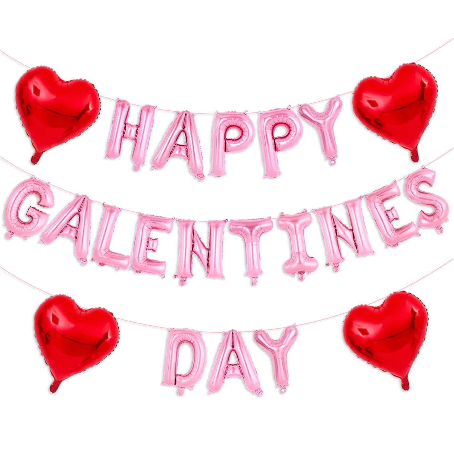Pink Happy Galentines Day Decorations 16 Inch Galentines Balloons Red Heart Ballons for Valentine... | Amazon (US)