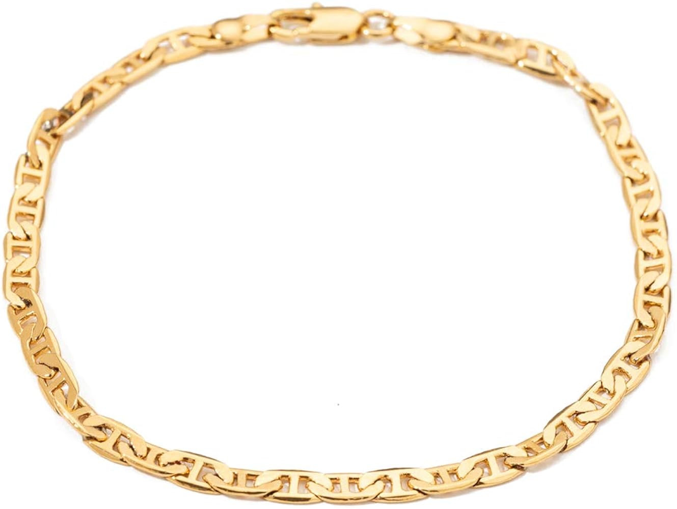 kelistom Gold Anklet for Women 14K Gold / 18K Gold/Platinum Plated Flat Mariner Link Chain Ankle ... | Amazon (US)