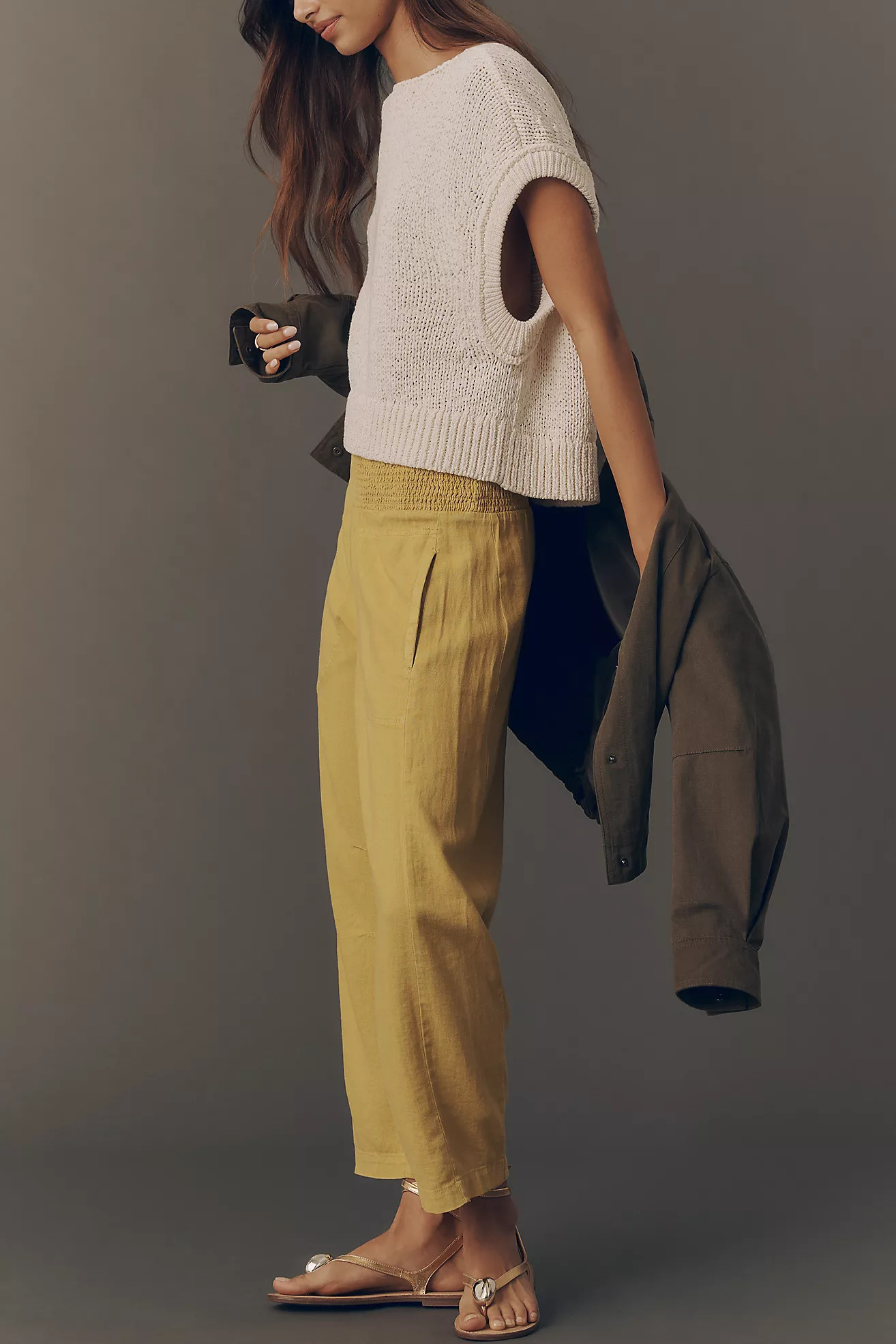 The Reese Linen Blend Pull-On Barrel Pants by Pilcro | Anthropologie (US)