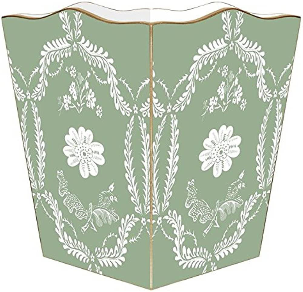 Marye-Kelley- Sage Provencial Wastepaper Basket, Wood Wastepaper Basket, Decoupage, Handmade, Mad... | Amazon (US)