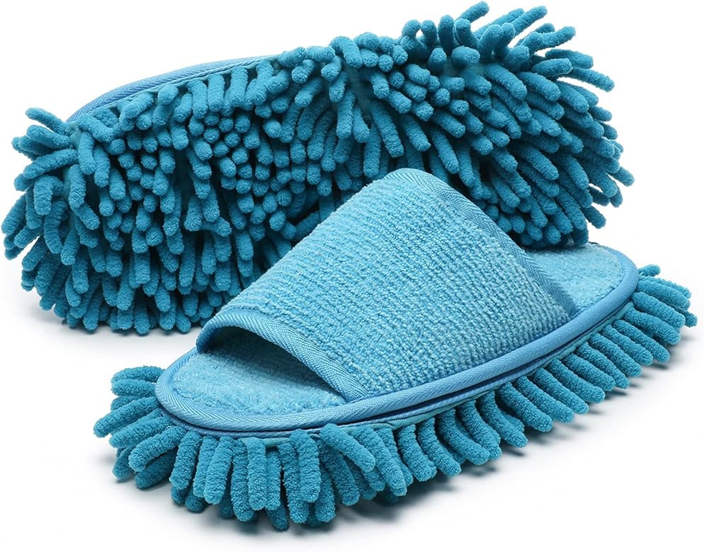 Women Slipper Microfiber Dust Cleaning Slipper Mop Slipper Floor Slipper (Blue, US Women 7.5- 10/ Me | Amazon (US)