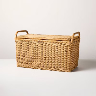 Large Rattan Storage Basket with Lid  - Hearth & Hand™ with Magnolia | Target